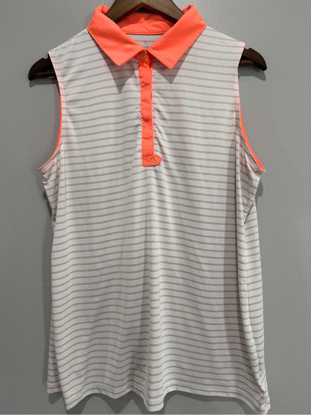 Antigua Womens Goof Sleeveless Polo with Coral Trim size XL